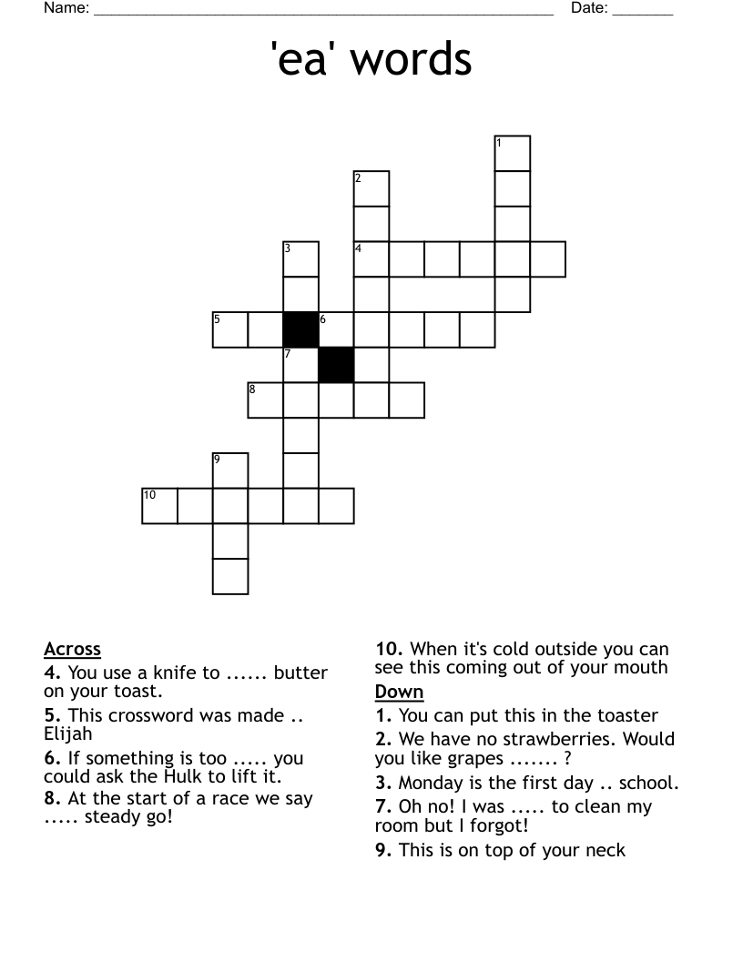 'ea' words Crossword