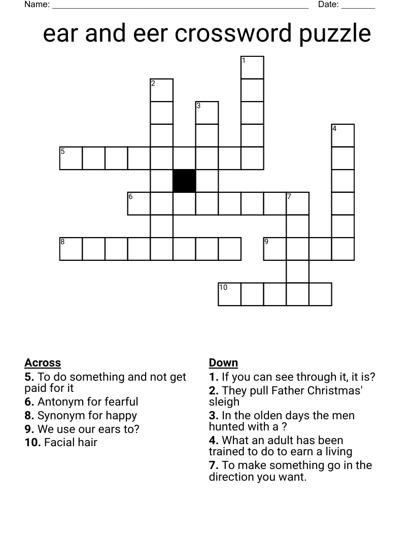 ear and eer crossword puzzle