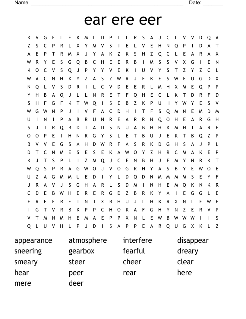 ear ere eer Word Search