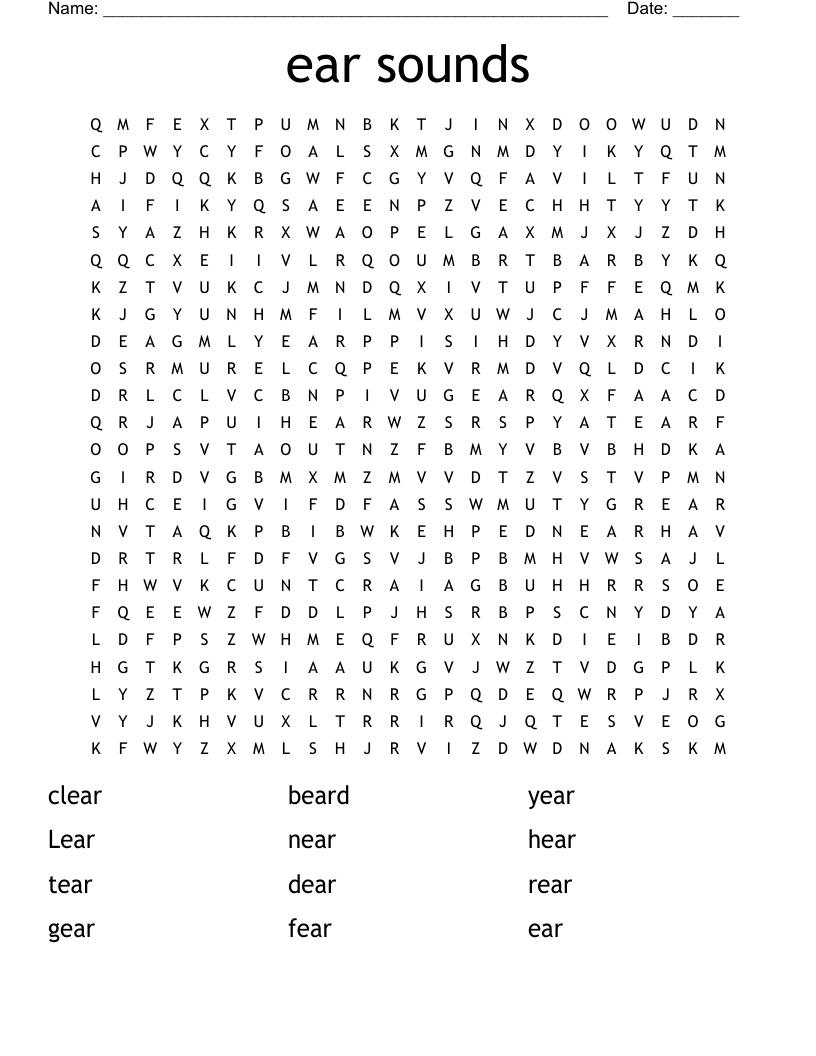ear sounds Word Search