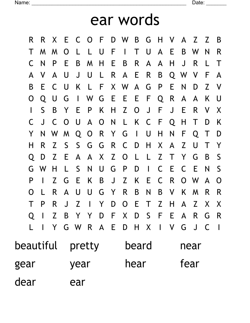ear words Word Search