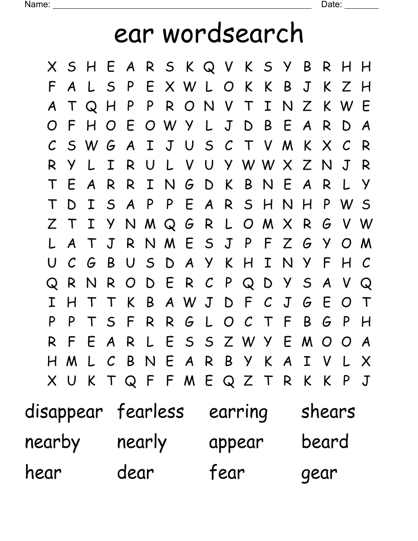 ear wordsearch