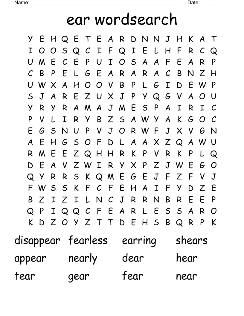 ear wordsearch