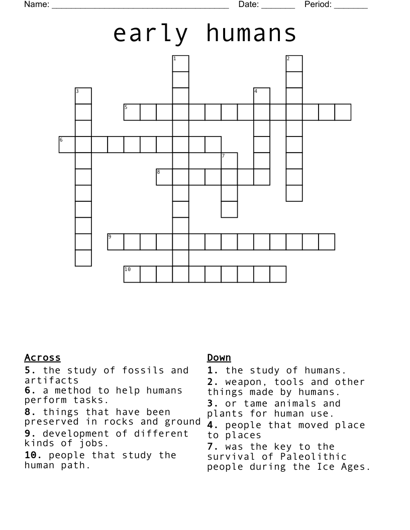 early humans Crossword