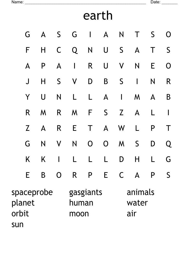 earth Word Search