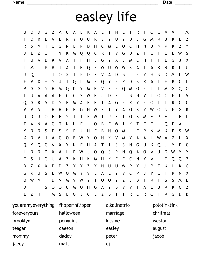 easley life Word Search