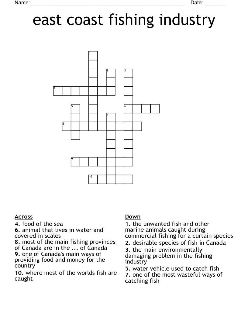 east coast fishing industry Crossword