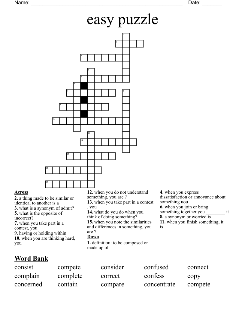 easy puzzle Crossword