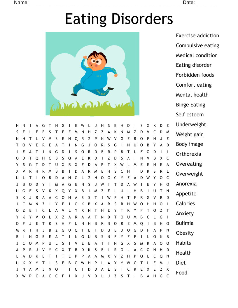Eating Disorders Word Search