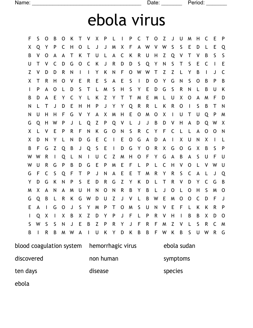 ebola virus Word Search