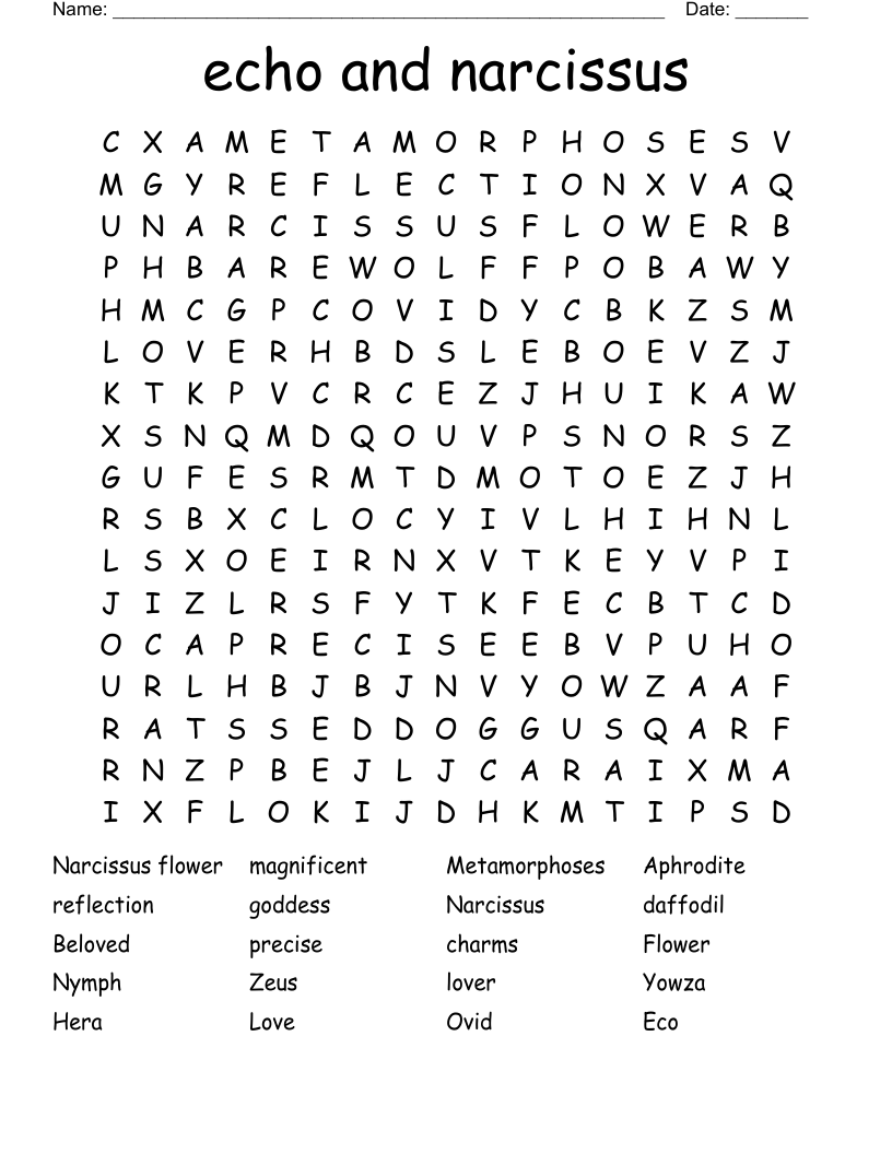 echo and narcissus Word Search