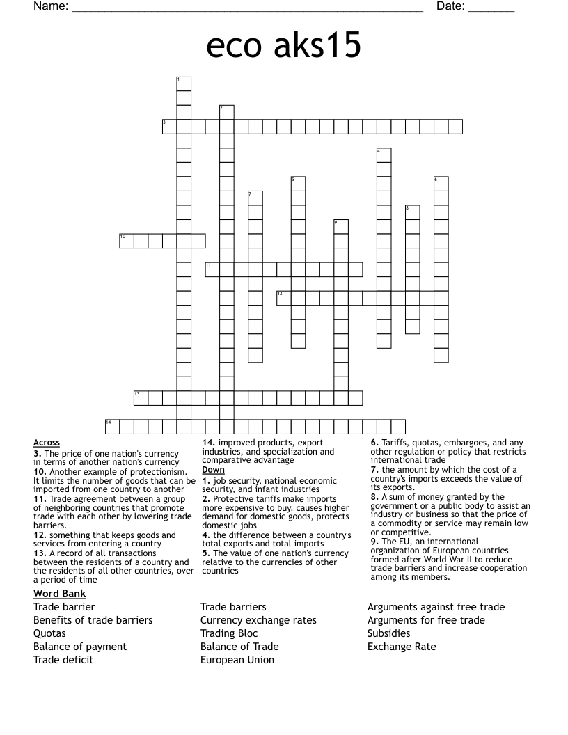 eco aks15 Crossword