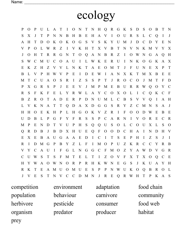 ecology Word Search