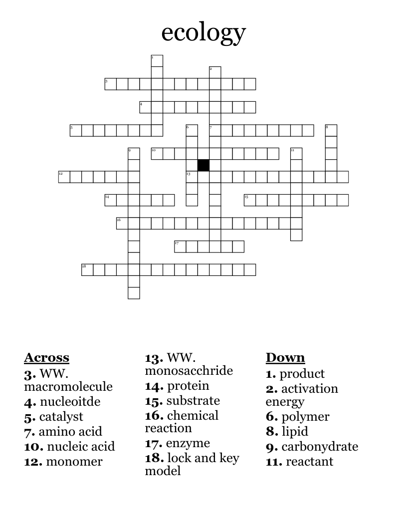 ecology Crossword