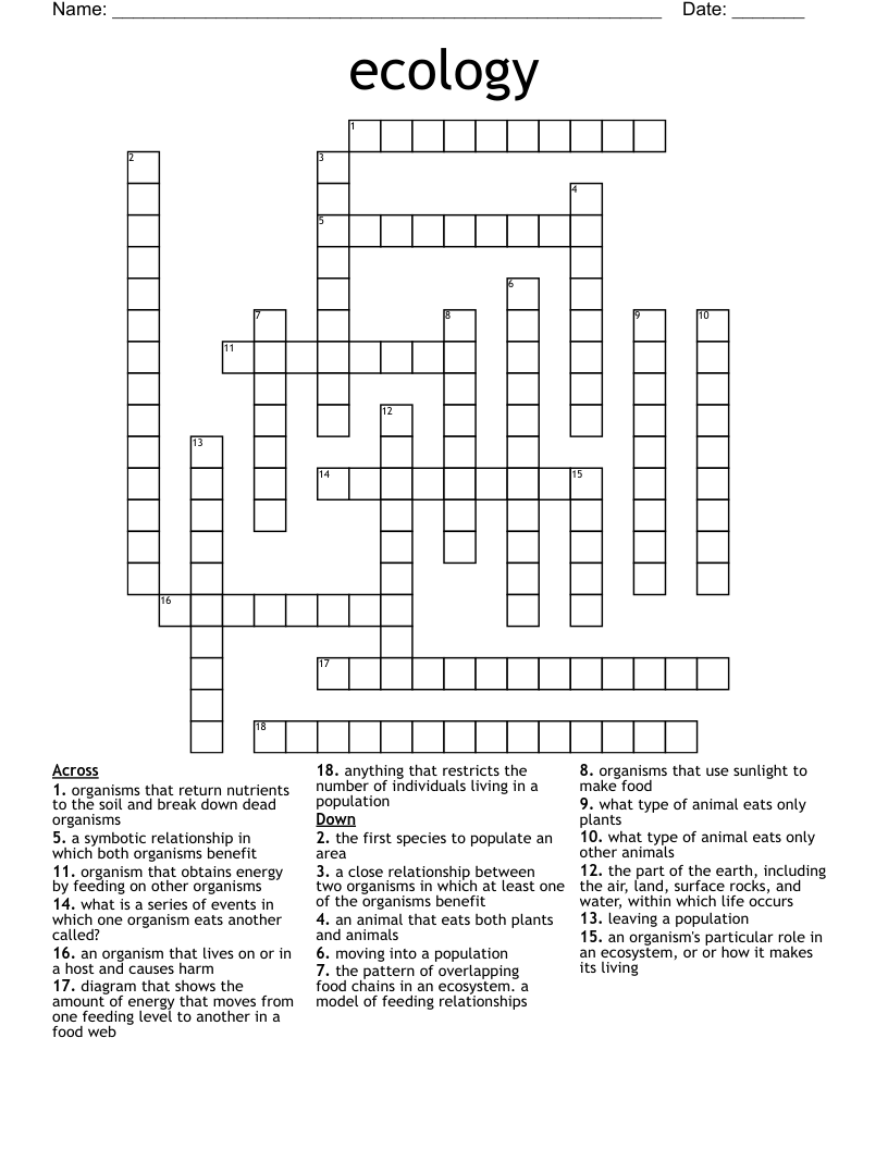 ecology Crossword