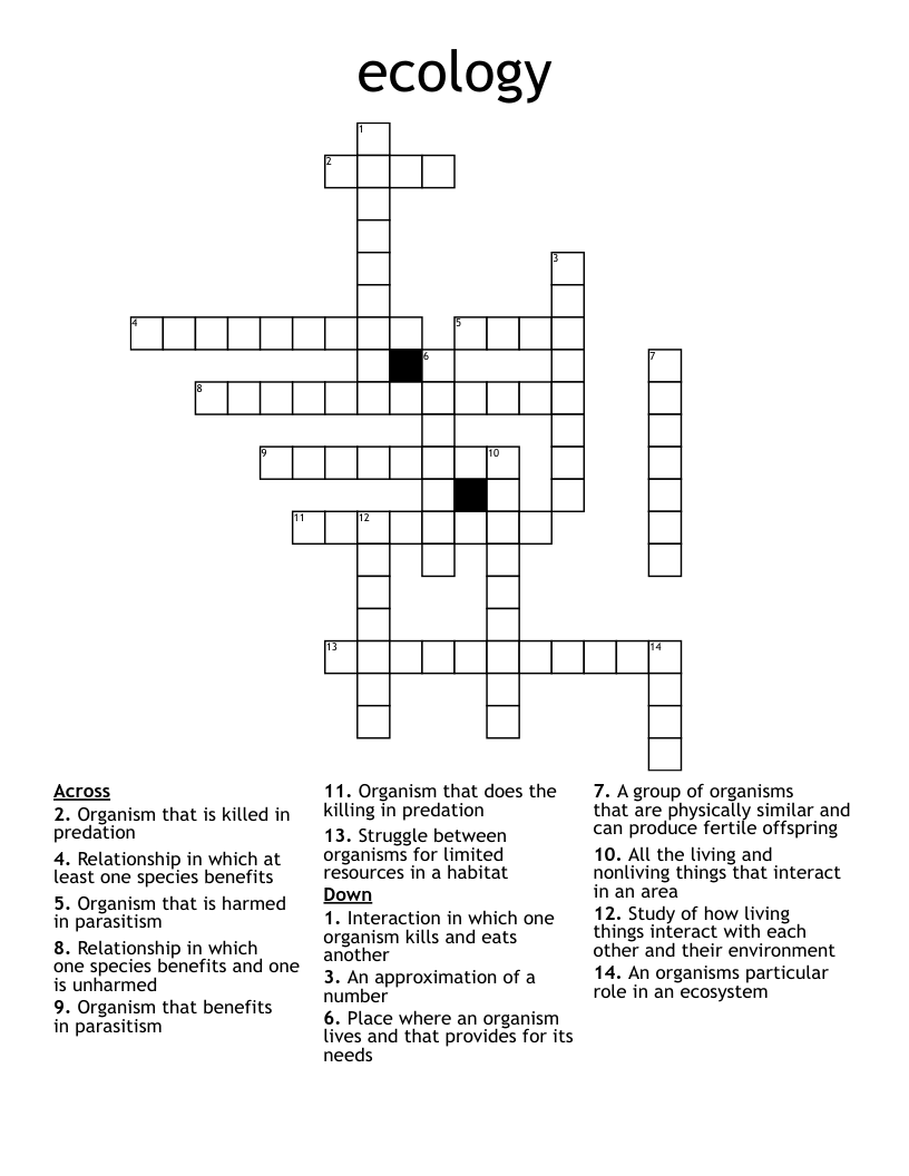 ecology Crossword