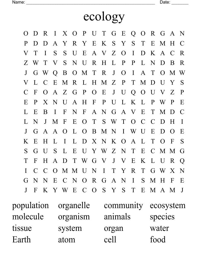 ecology Word Search