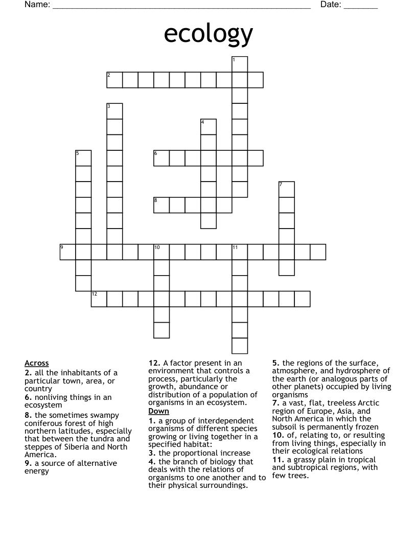 ecology Crossword