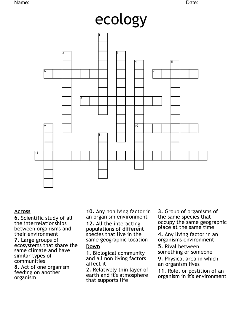 ecology  Crossword