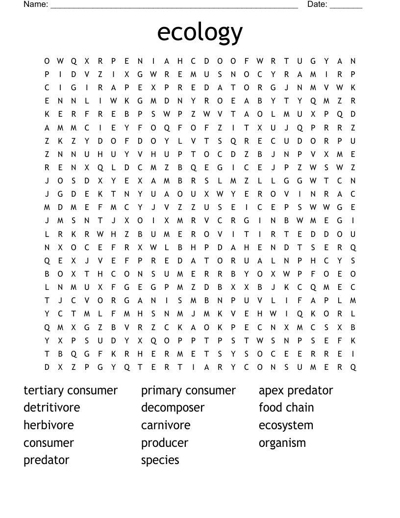 ecology  Word Search