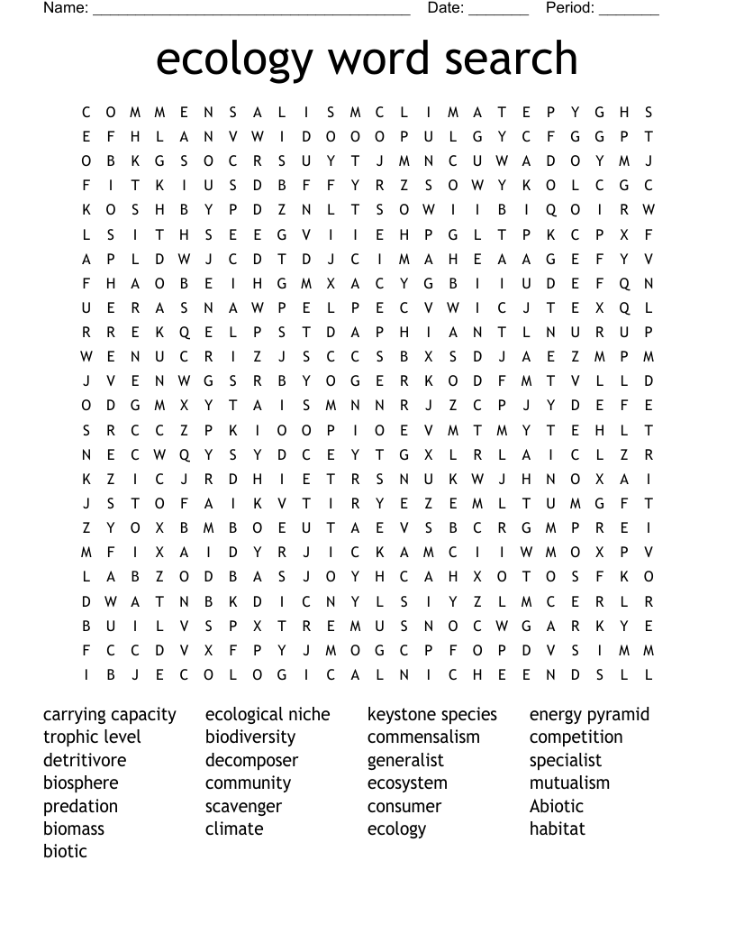 ecology word search