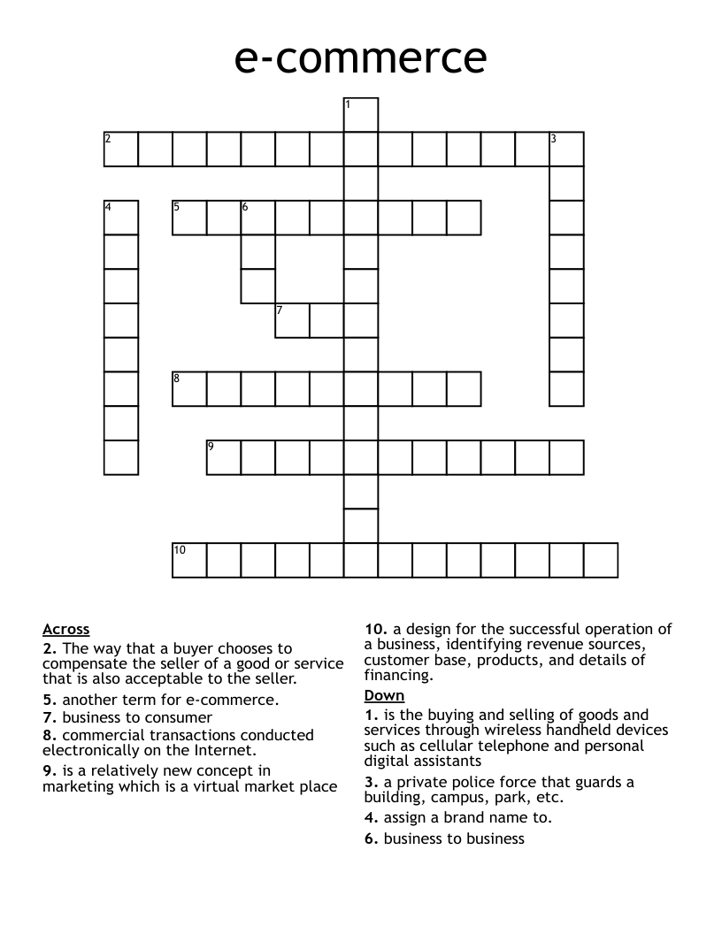 e-commerce Crossword