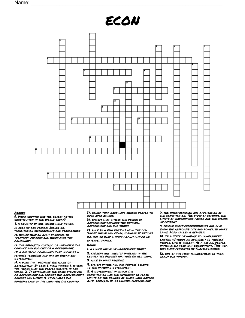 econ Crossword