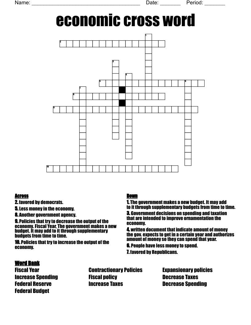 economic cross word