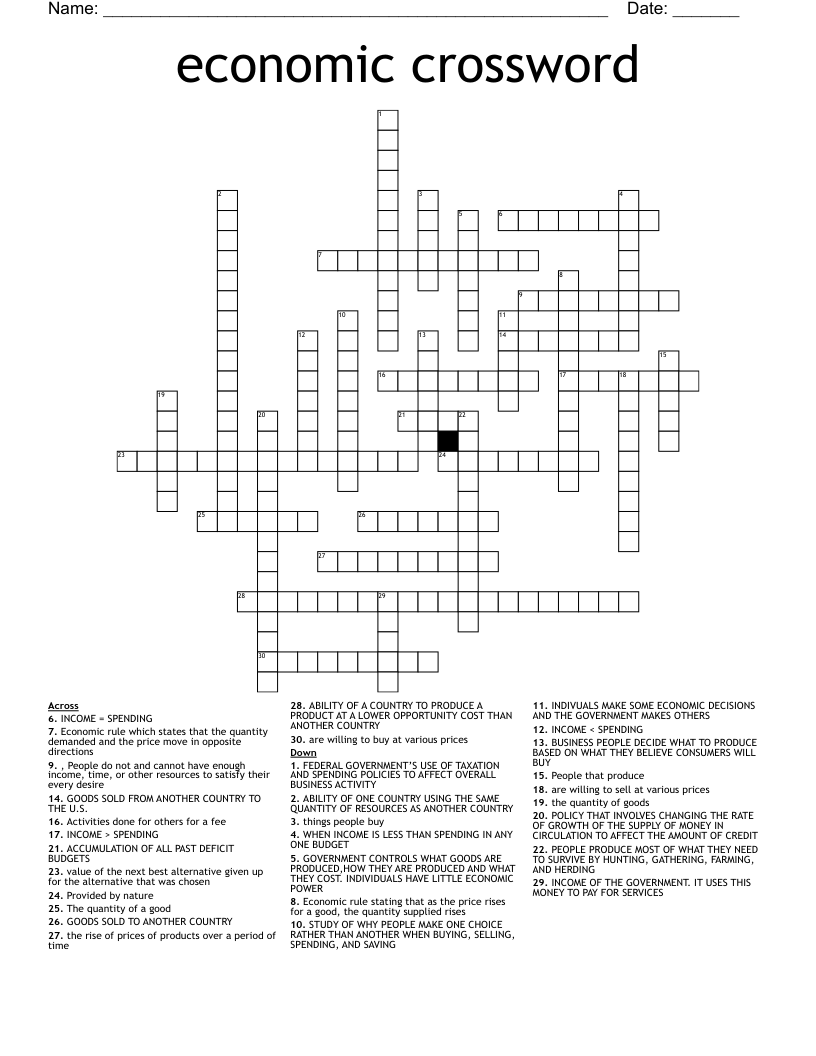 economic crossword