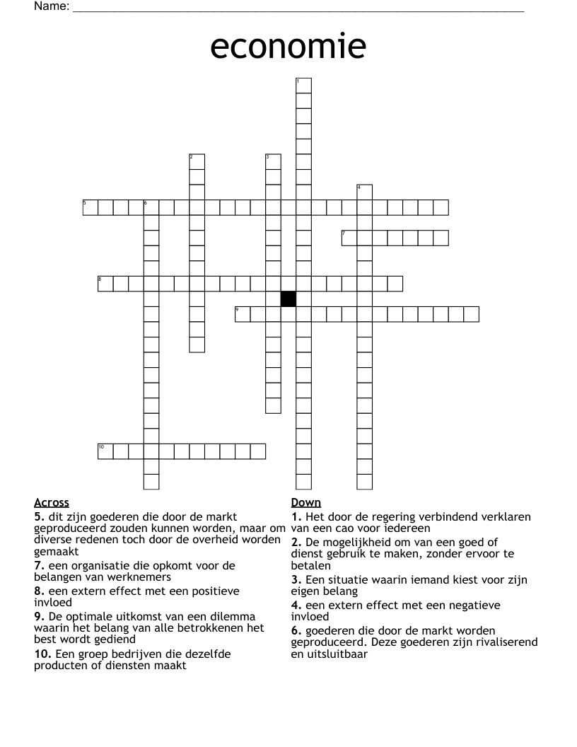 economie Crossword