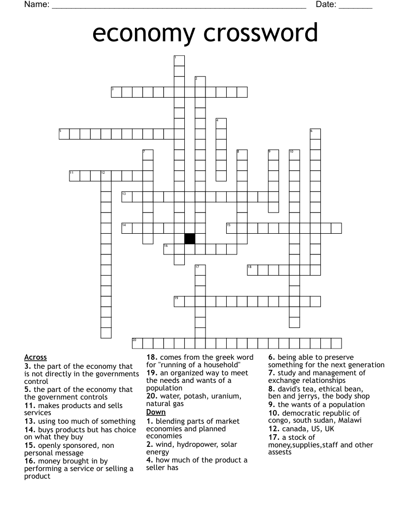 economy crossword