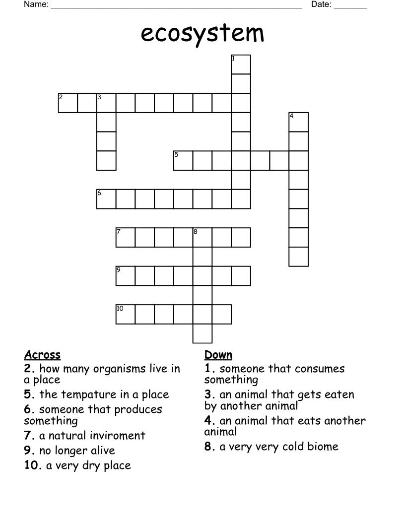ecosystem Crossword