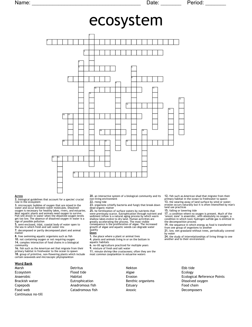 ecosystem Crossword