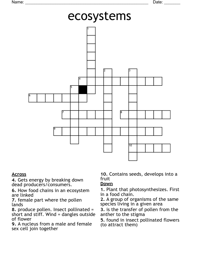 ecosystems Crossword