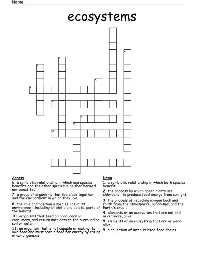 ecosystems Crossword