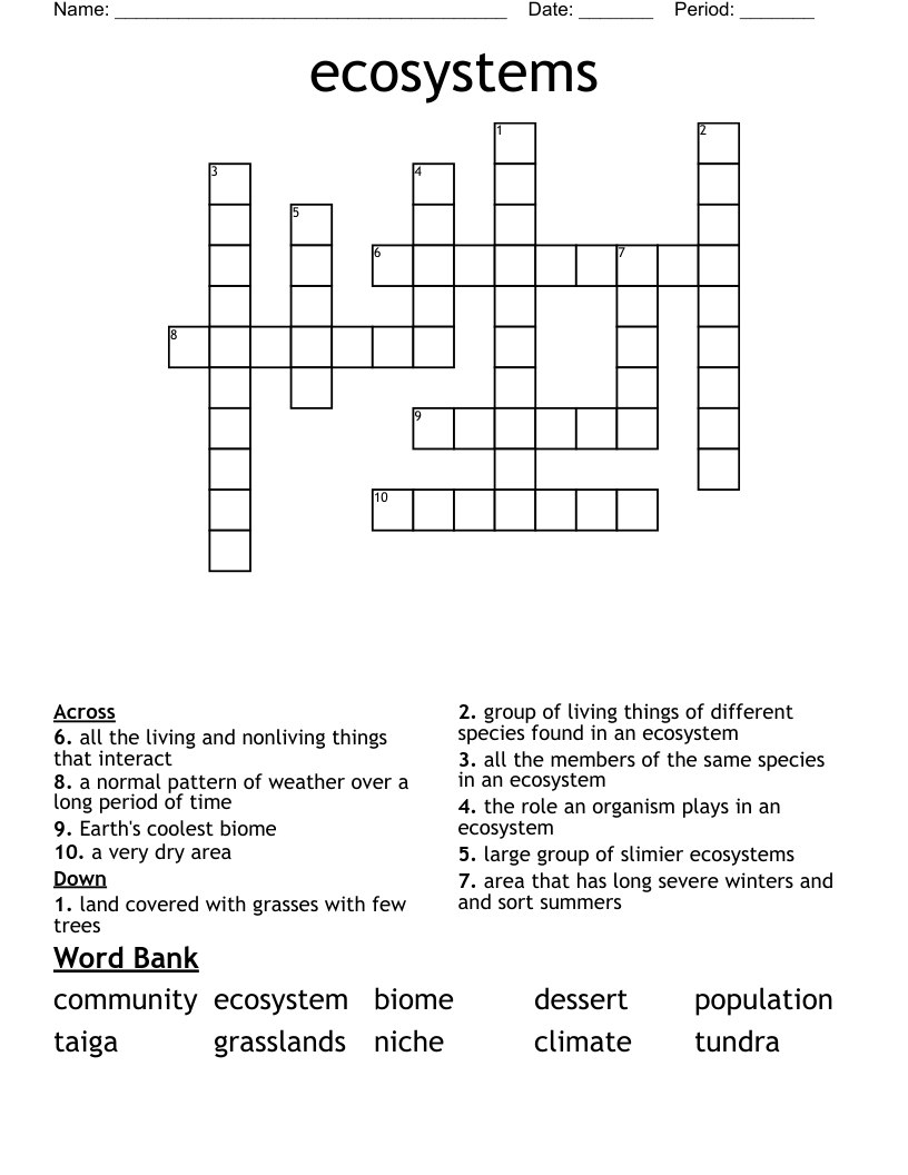 ecosystems Crossword
