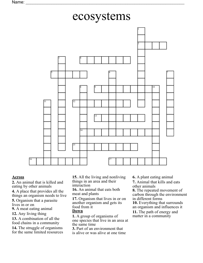ecosystems Crossword