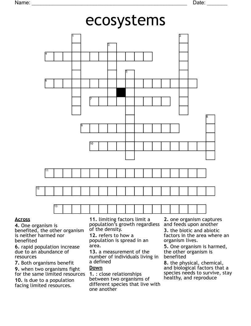 ecosystems Crossword