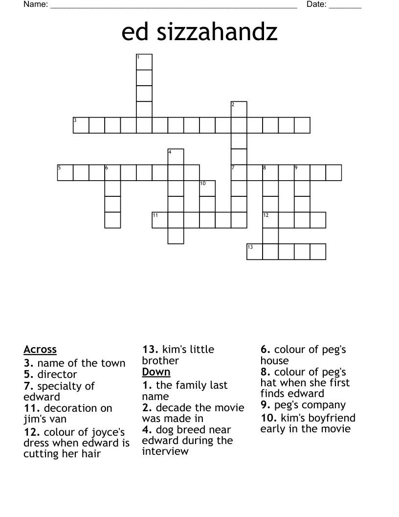 ed sizzahandz Crossword