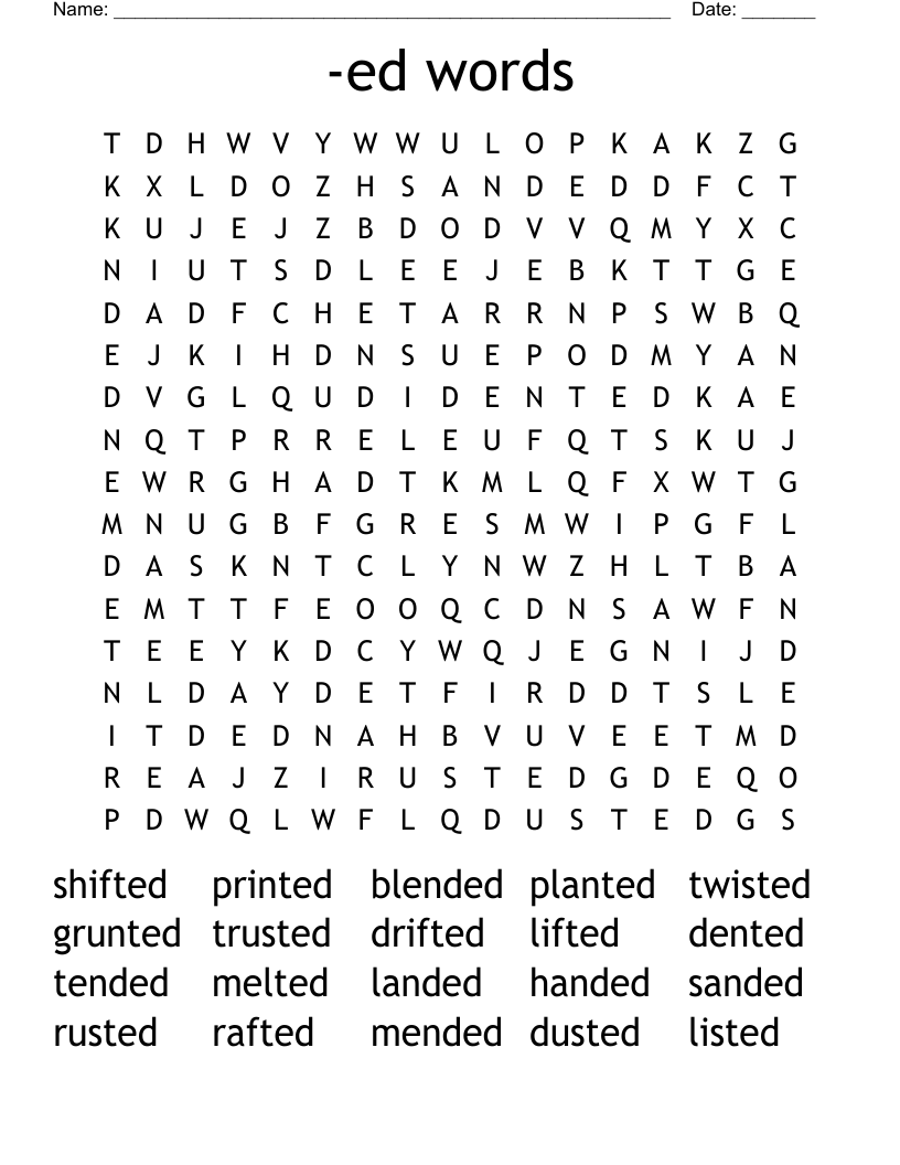 -ed words Word Search