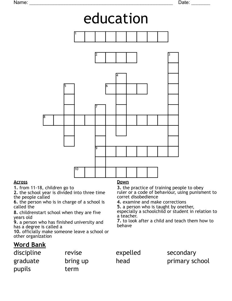 education Crossword