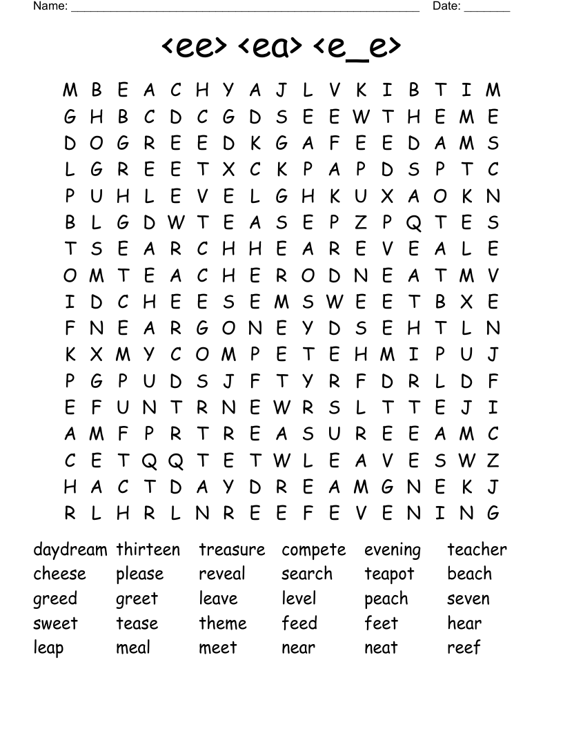 <ee>  <ea>  <e_e> Word Search