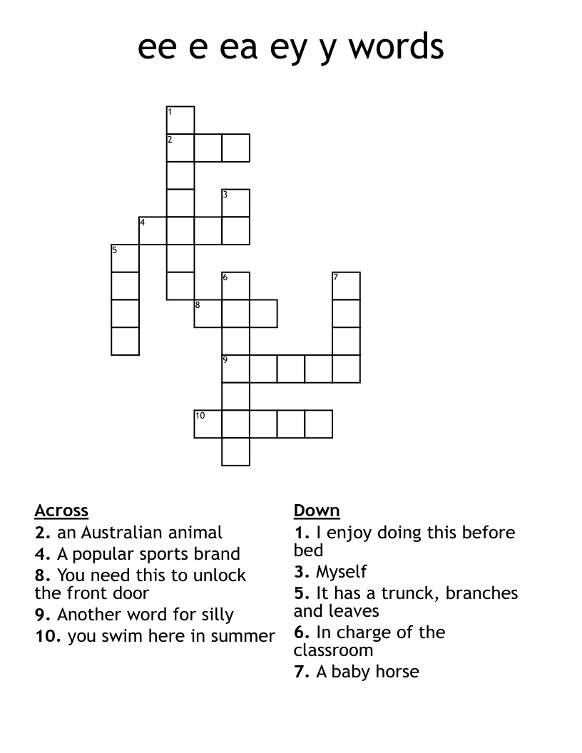 ee e ea ey y words Crossword