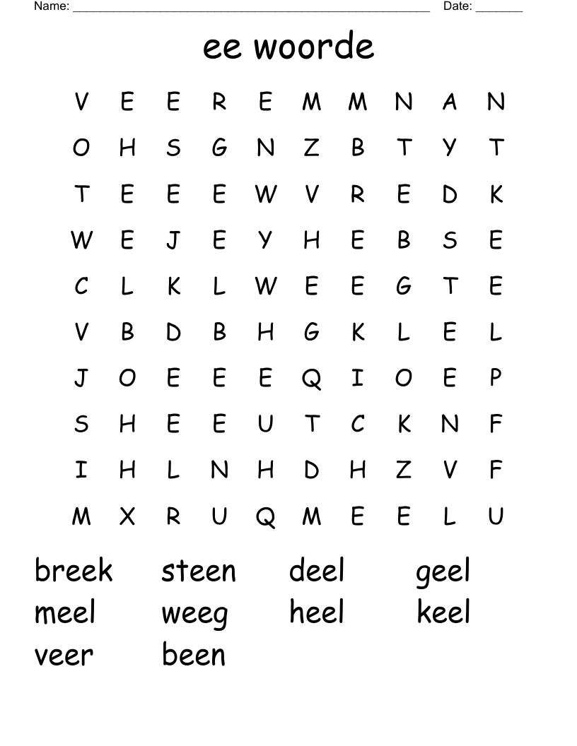 ee woorde Word Search