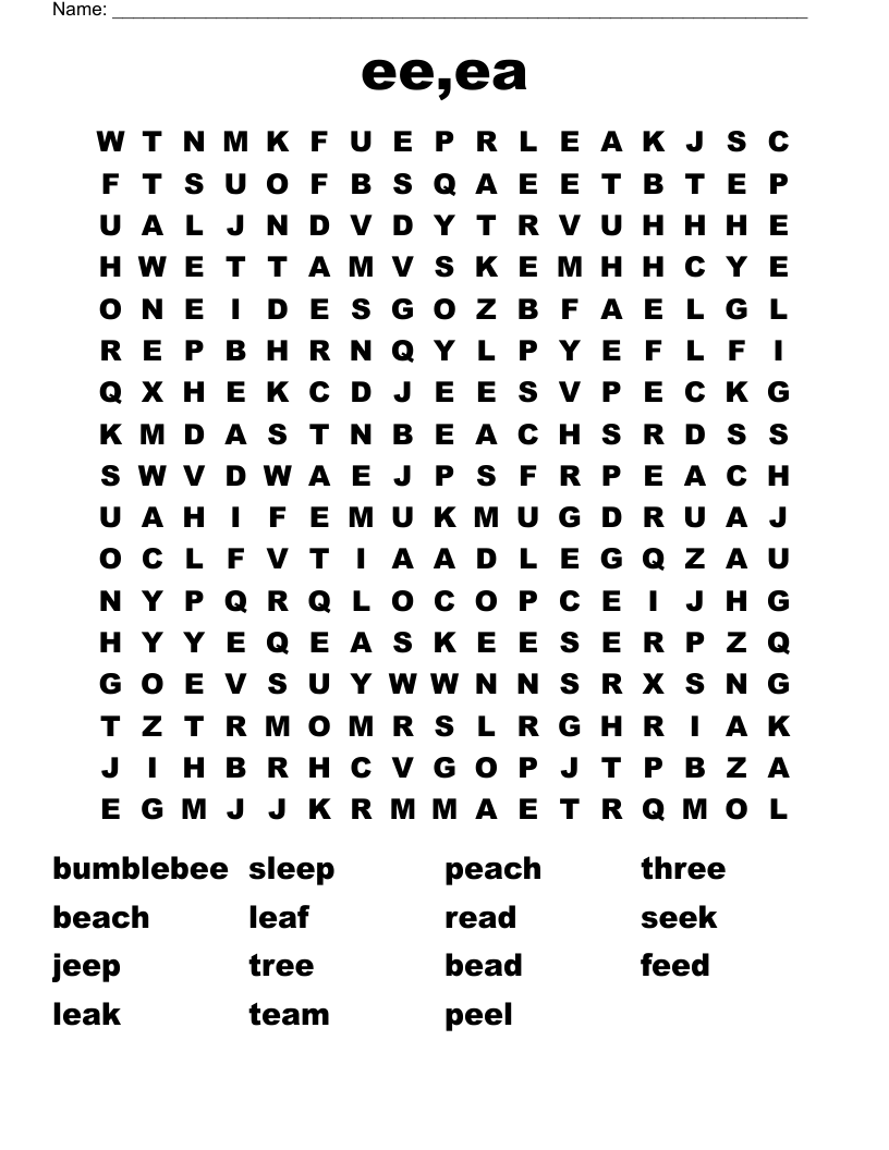 ee,ea Word Search