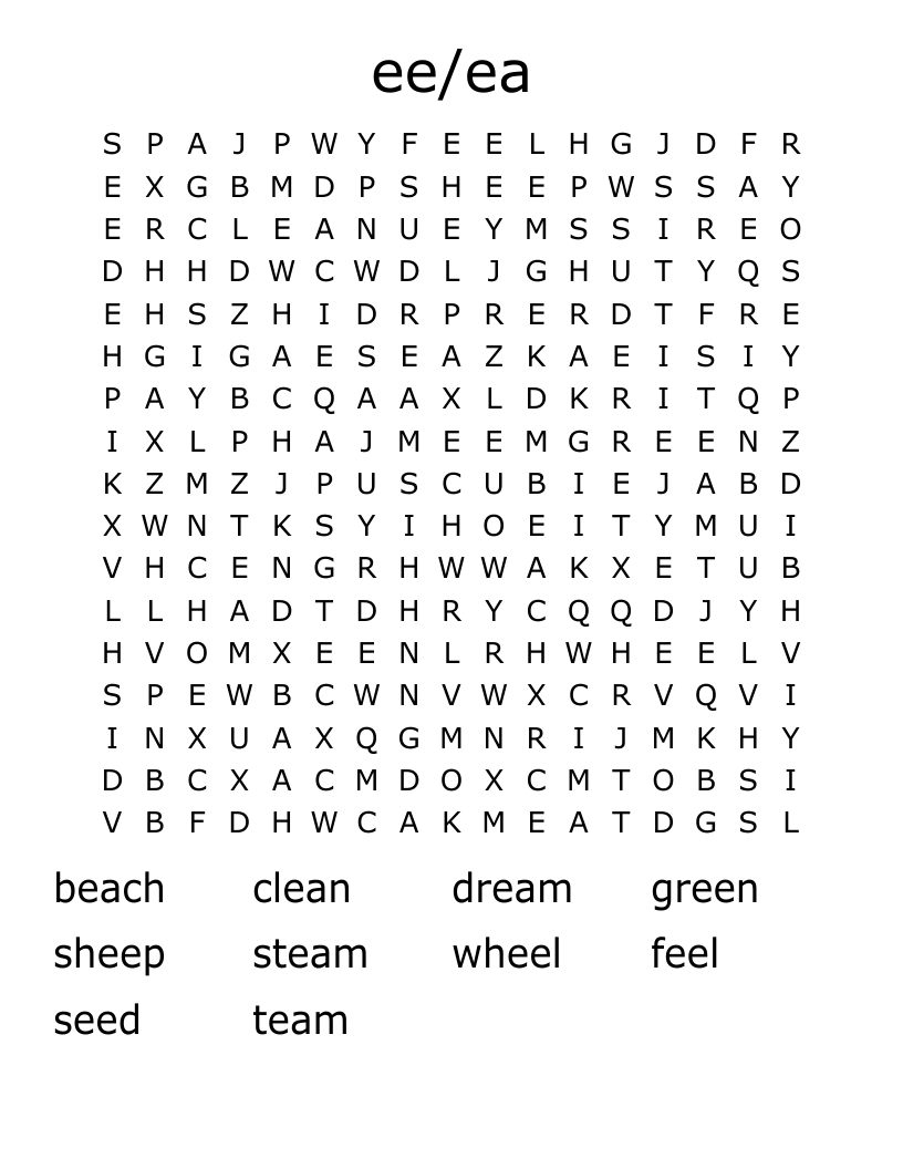 ee/ea Word Search