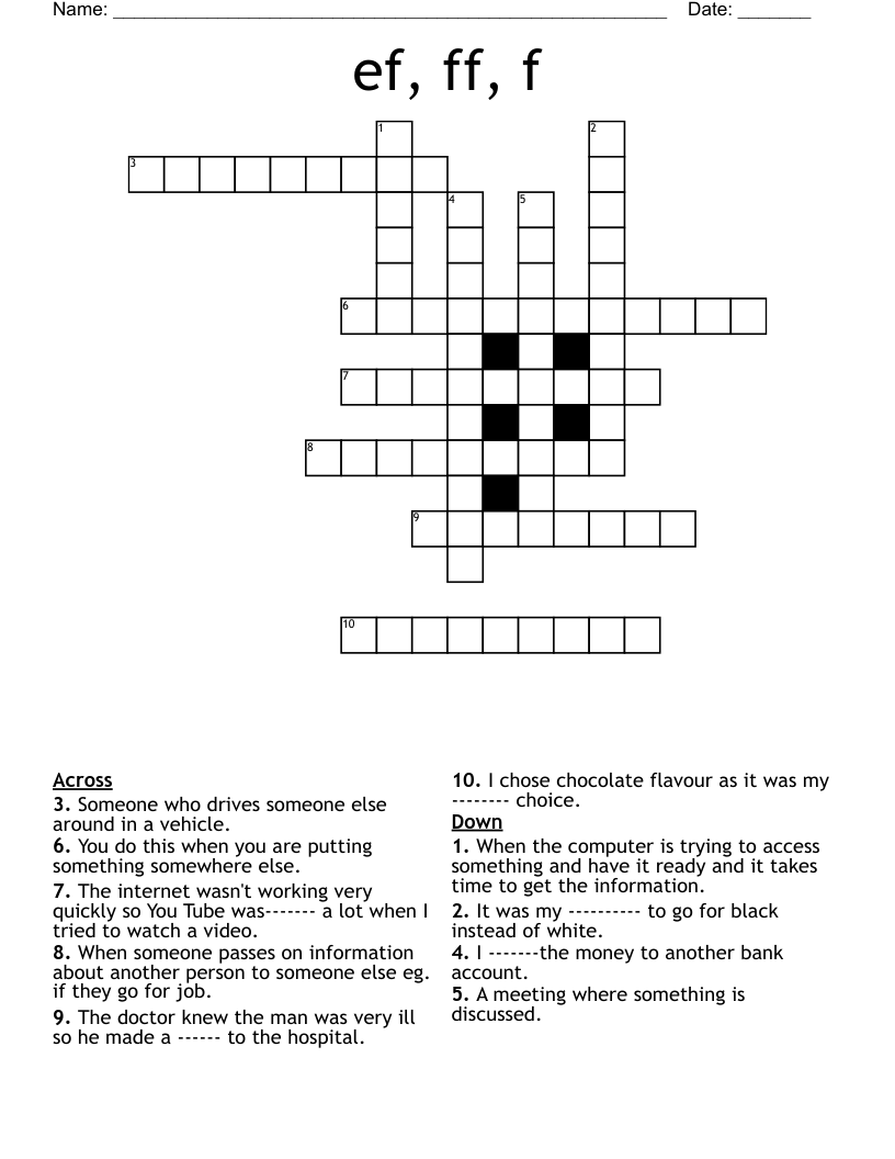 ef, ff, f Crossword