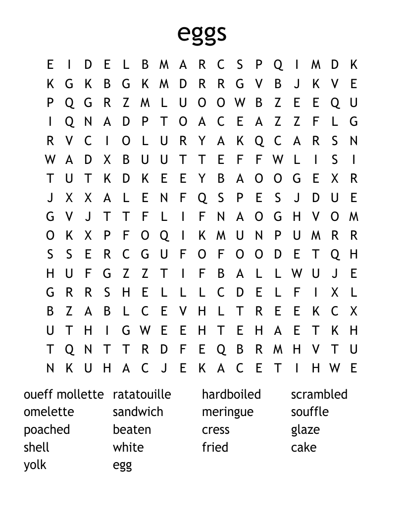 eggs Word Search