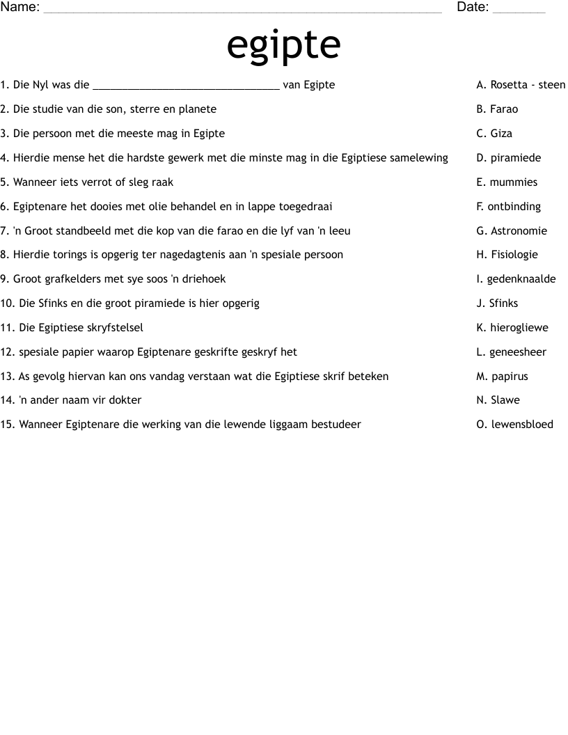egipte Worksheet