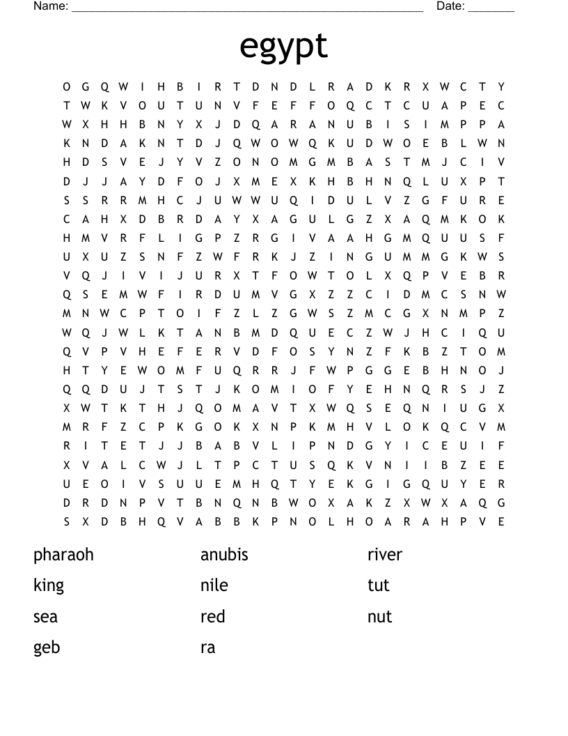 egypt Word Search